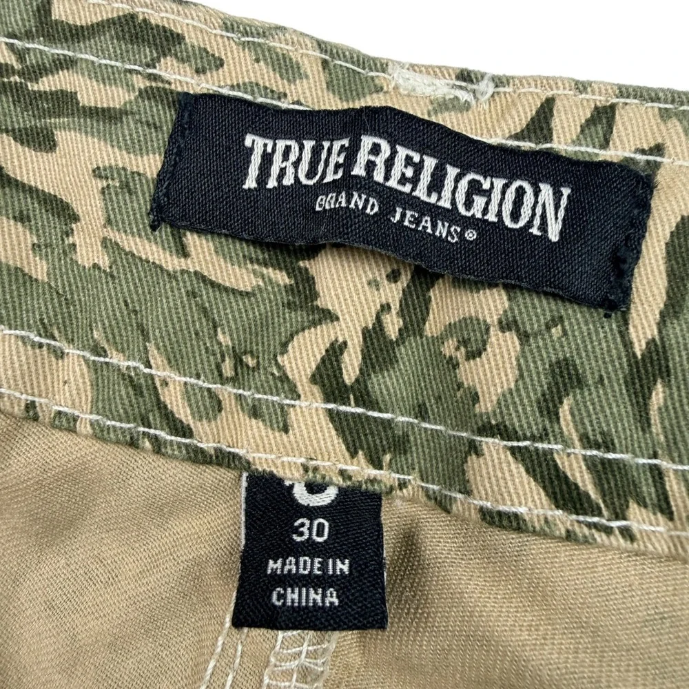 True Religion Mens Abstract Camo Cargo Pants 30x32 NWT Green Swirl 701122‎